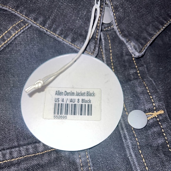 Princess Polly Allen Denim Jacket in Black Size 4 New with tag - Picture 14 of 14